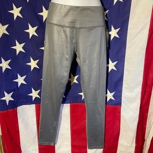 NWT Kimberly C silver gray metallic leggings size M